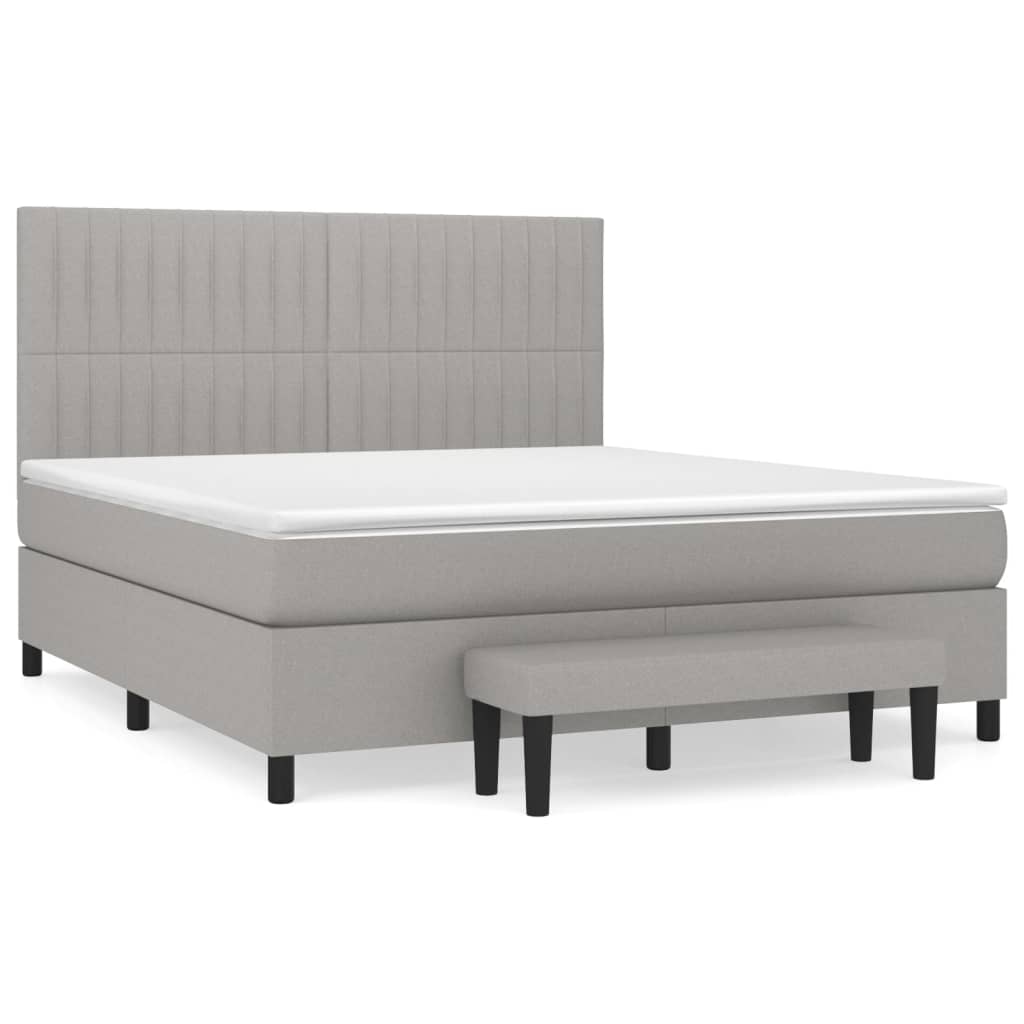 Sommier à lattes de lit avec matelas Gris clair 160x200cm Tissu - XIOS
