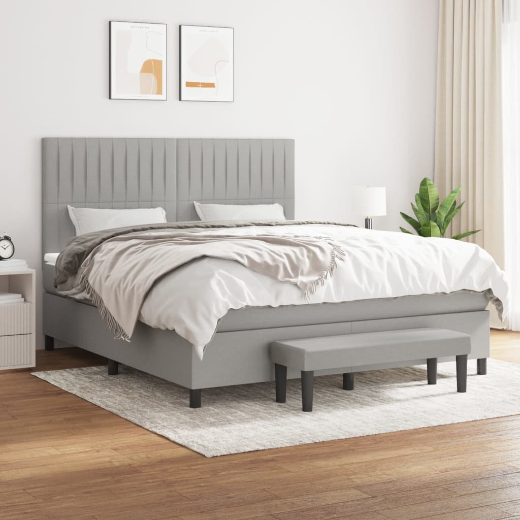 Sommier à lattes de lit avec matelas Gris clair 160x200cm Tissu - XIOS