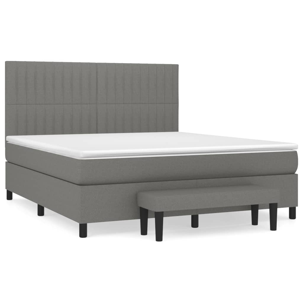 Sommier à lattes de lit avec matelas Gris foncé 160x200cm Tissu - XIOS