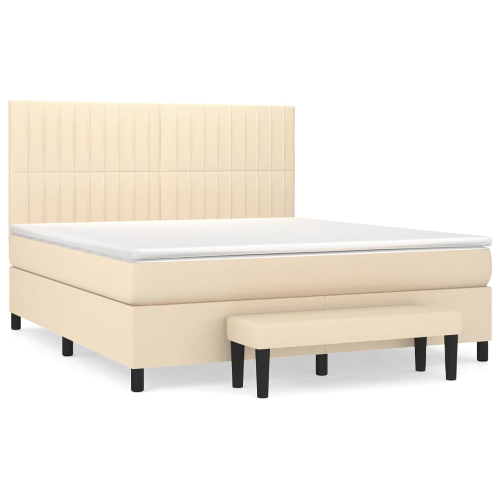 Sommier à lattes de lit avec matelas Crème 160x200 cm Tissu - XIOS