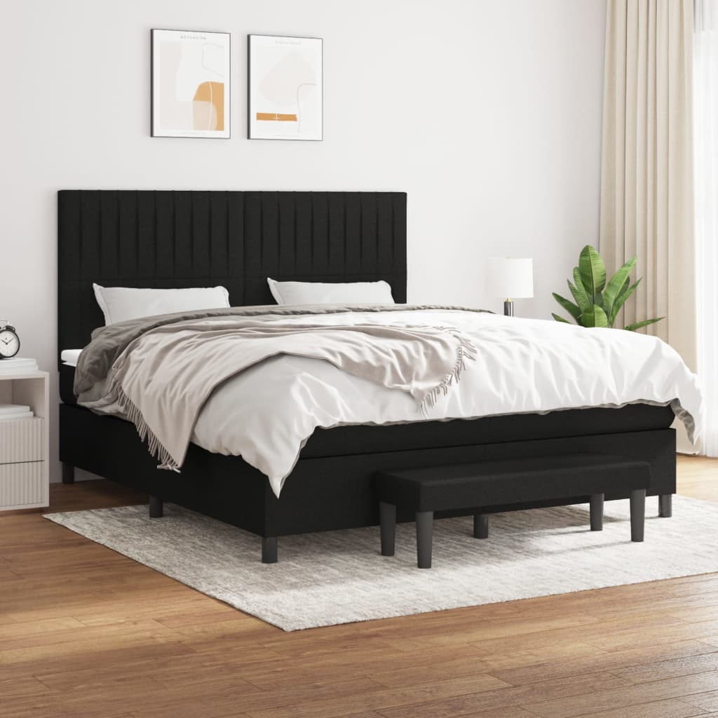 Sommier à lattes de lit avec matelas Noir 180x200 cm Tissu - XIOS