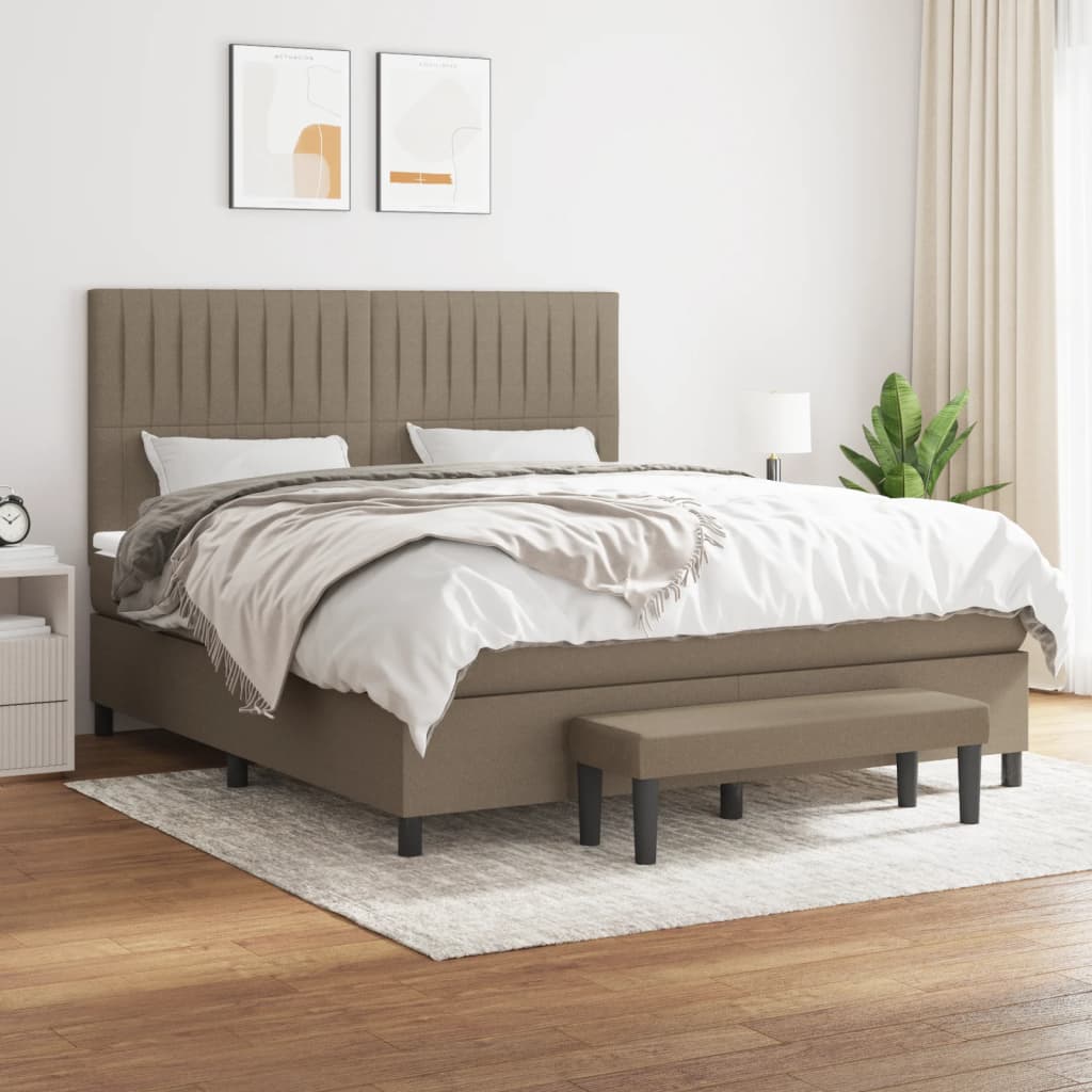 Sommier à lattes de lit avec matelas Taupe 180x200 cm Tissu - XIOS