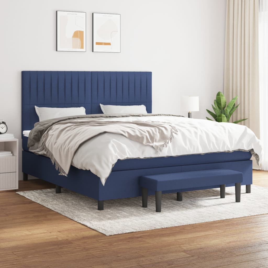 Sommier à lattes de lit avec matelas Bleu 180x200 cm Tissu - XIOS