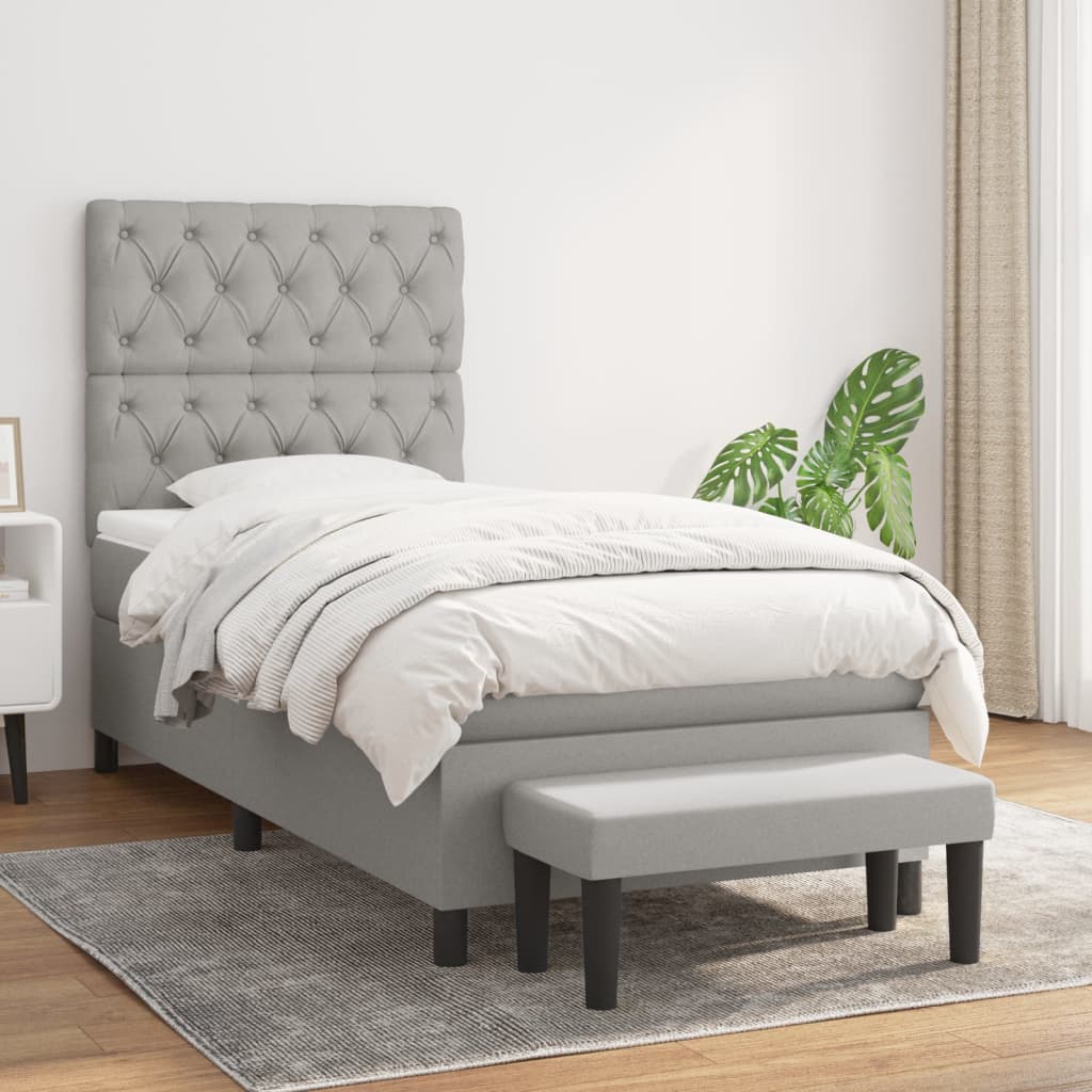 Sommier à lattes de lit avec matelas Gris clair 80x200 cm Tissu - XIOS