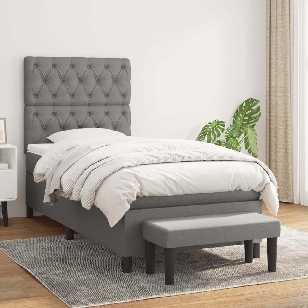 Sommier à lattes de lit avec matelas Gris foncé 80x200 cm Tissu - XIOS