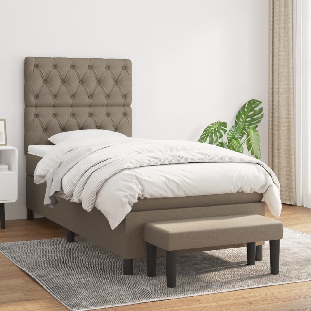 Sommier à lattes de lit avec matelas Taupe 80x200 cm Tissu - XIOS