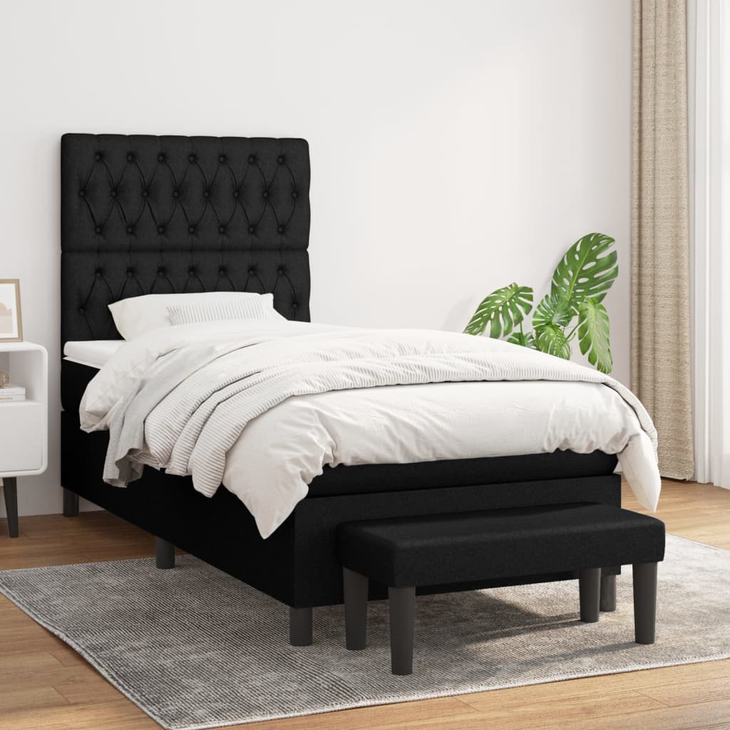 Sommier à lattes de lit avec matelas Noir 90x200 cm Tissu - XIOS