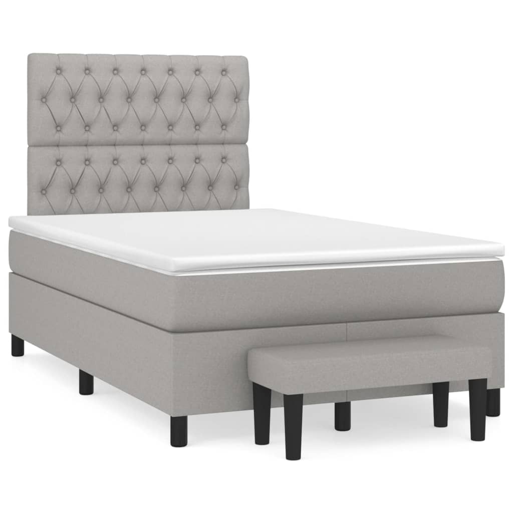 Sommier à lattes de lit avec matelas Gris clair 120x200cm Tissu - XIOS
