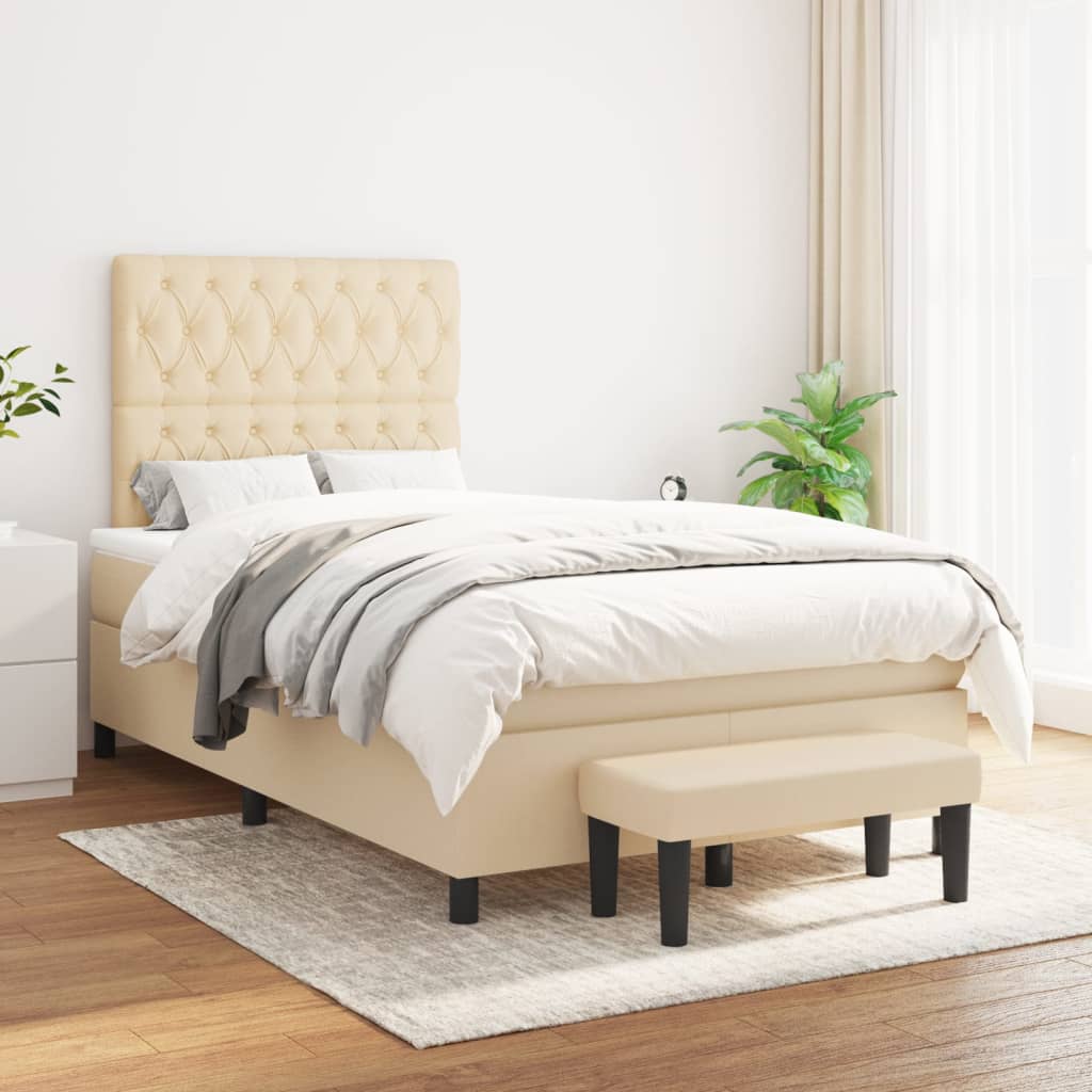 Sommier à lattes de lit avec matelas Crème 120x200 cm Tissu - XIOS
