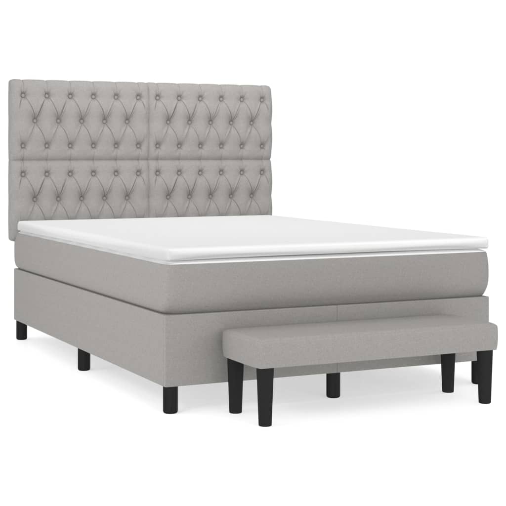 Sommier à lattes de lit avec matelas Gris clair 140x200cm Tissu - XIOS