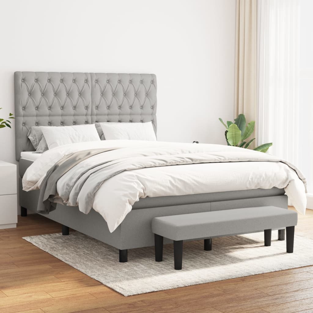 Sommier à lattes de lit avec matelas Gris clair 140x200cm Tissu - XIOS