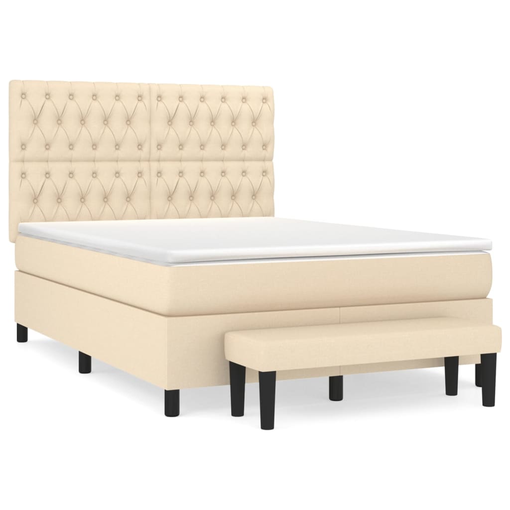 Sommier à lattes de lit avec matelas Crème 140x200 cm Tissu - XIOS