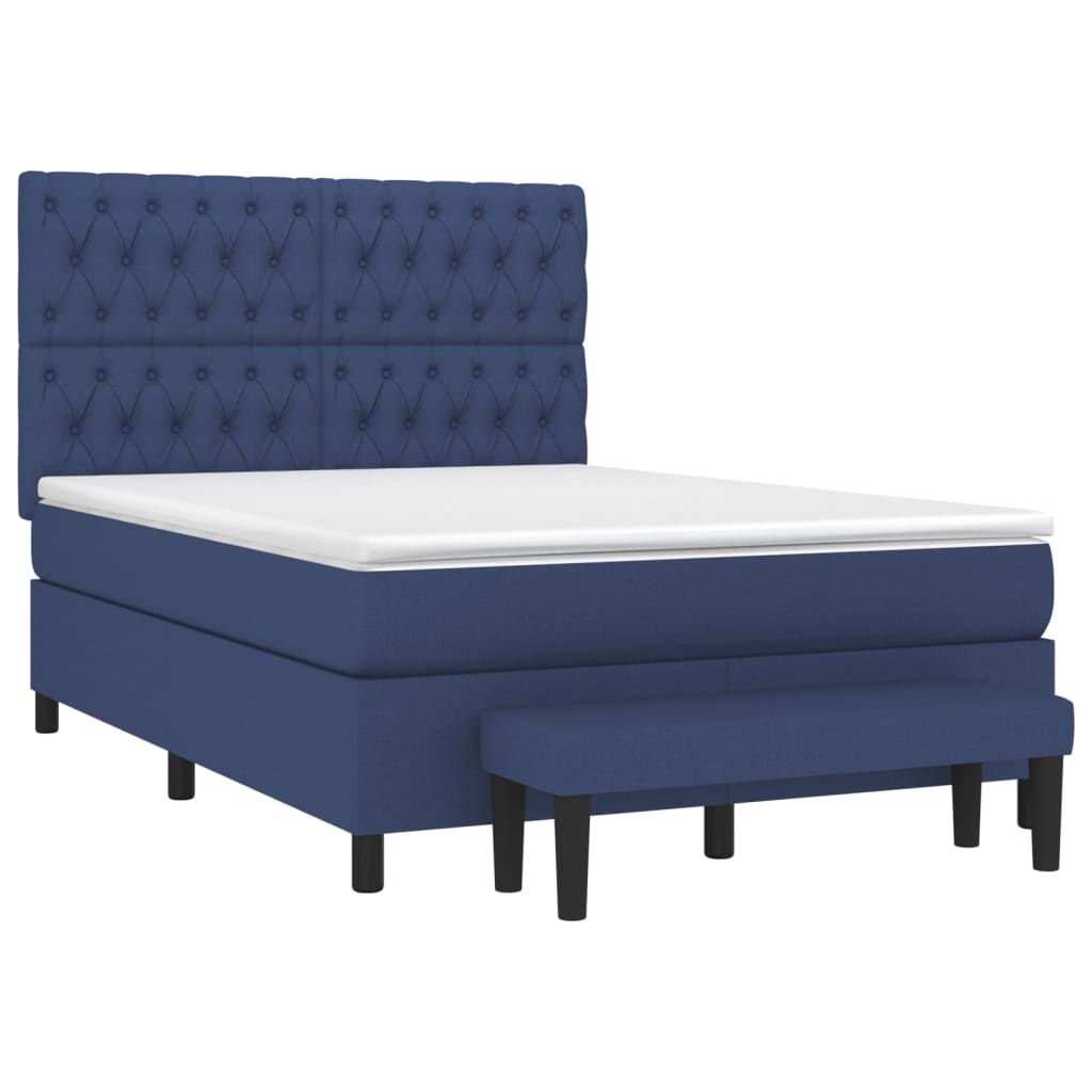 Sommier à lattes de lit avec matelas Bleu 140x200 cm Tissu - XIOS