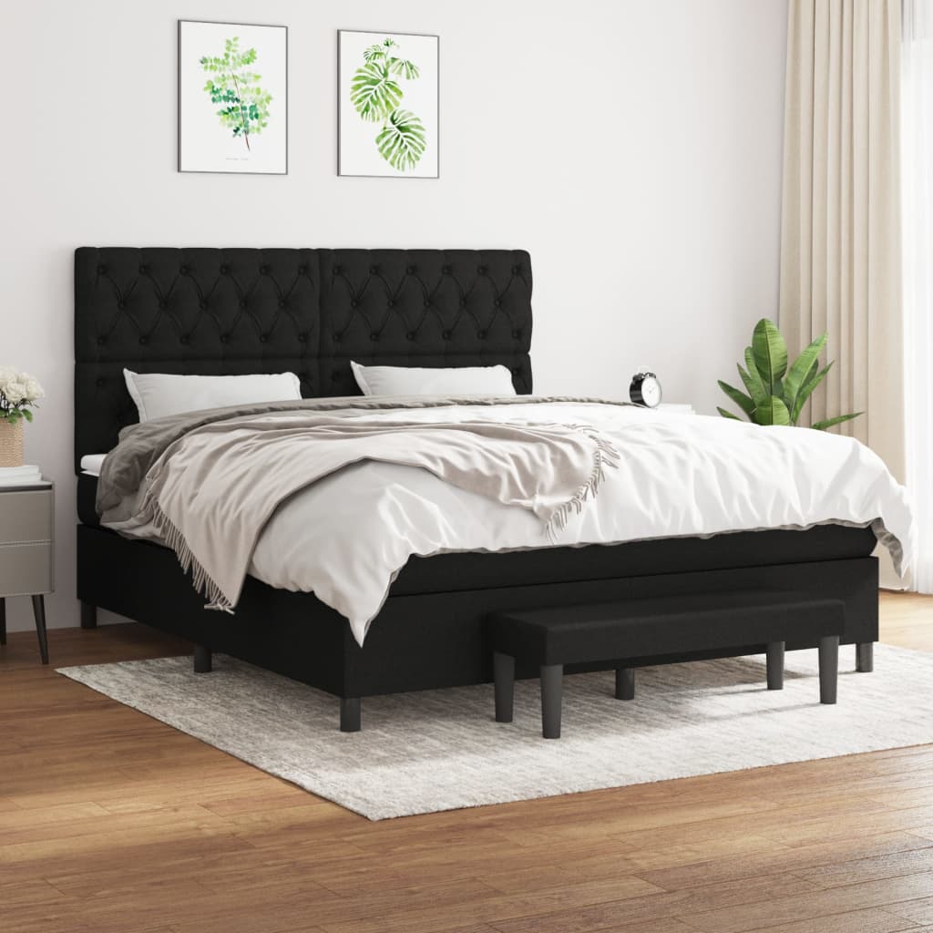Sommier à lattes de lit avec matelas Noir 160x200 cm Tissu - XIOS