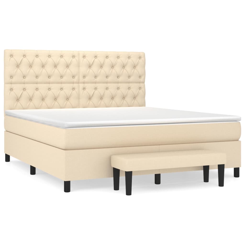 Sommier à lattes de lit avec matelas Crème 160x200 cm Tissu - XIOS