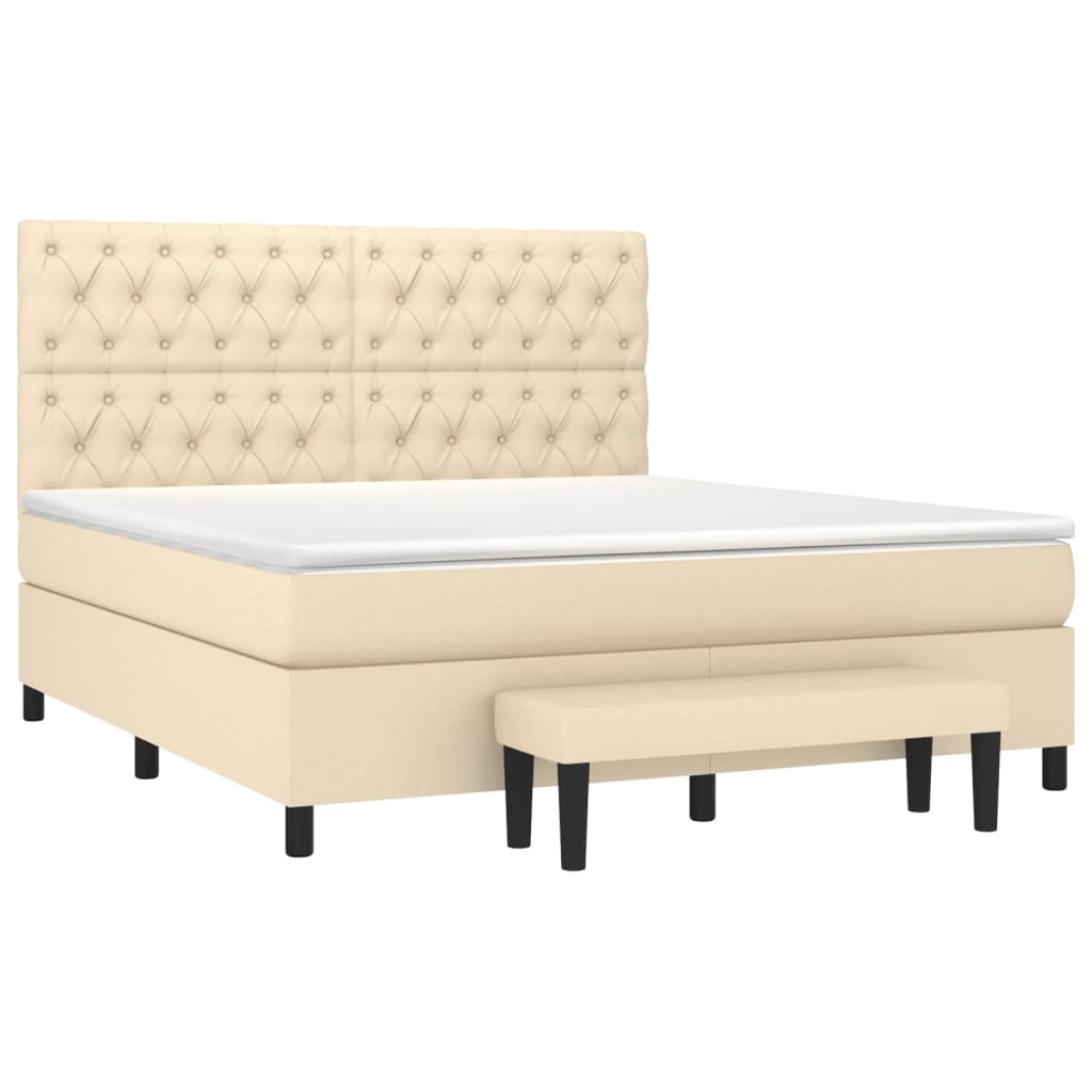 Sommier à lattes de lit avec matelas Crème 160x200 cm Tissu - XIOS