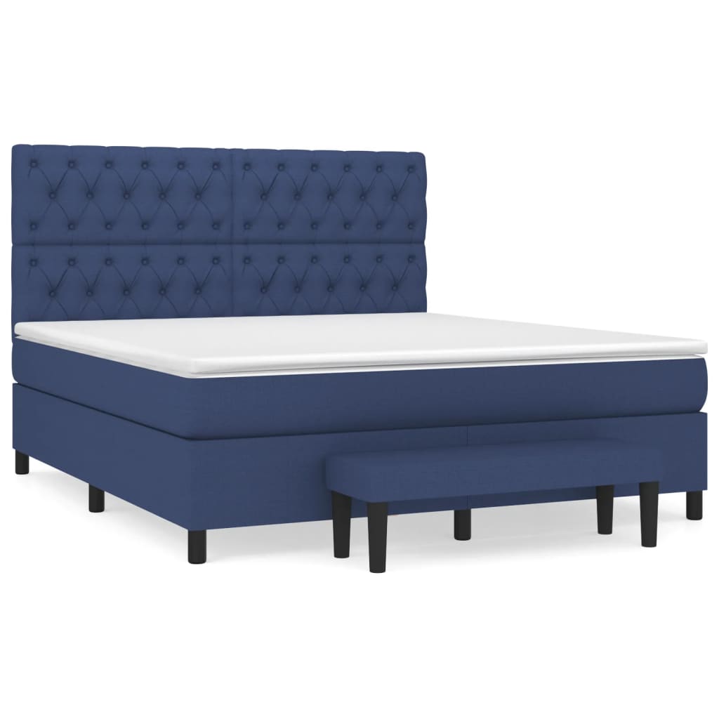 Sommier à lattes de lit avec matelas Bleu 160x200 cm Tissu - XIOS