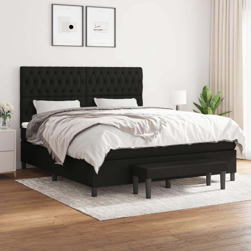 Sommier à lattes de lit avec matelas Noir 180x200 cm Tissu - XIOS