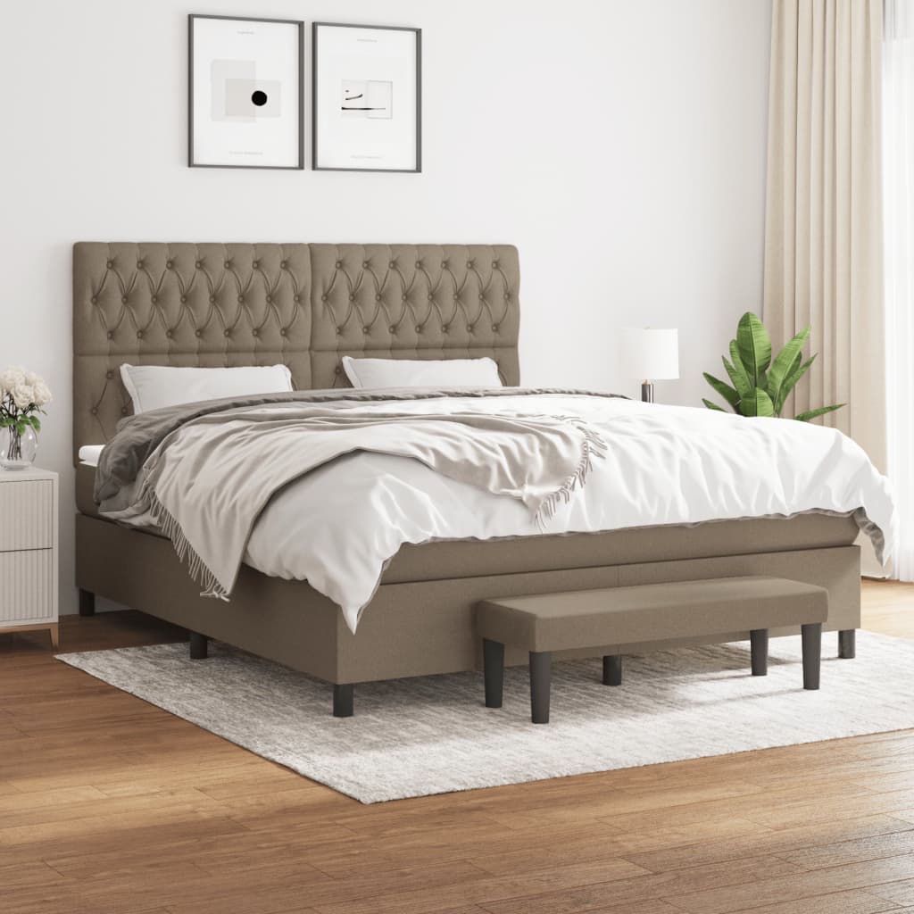 Sommier à lattes de lit avec matelas Taupe 180x200 cm Tissu - XIOS