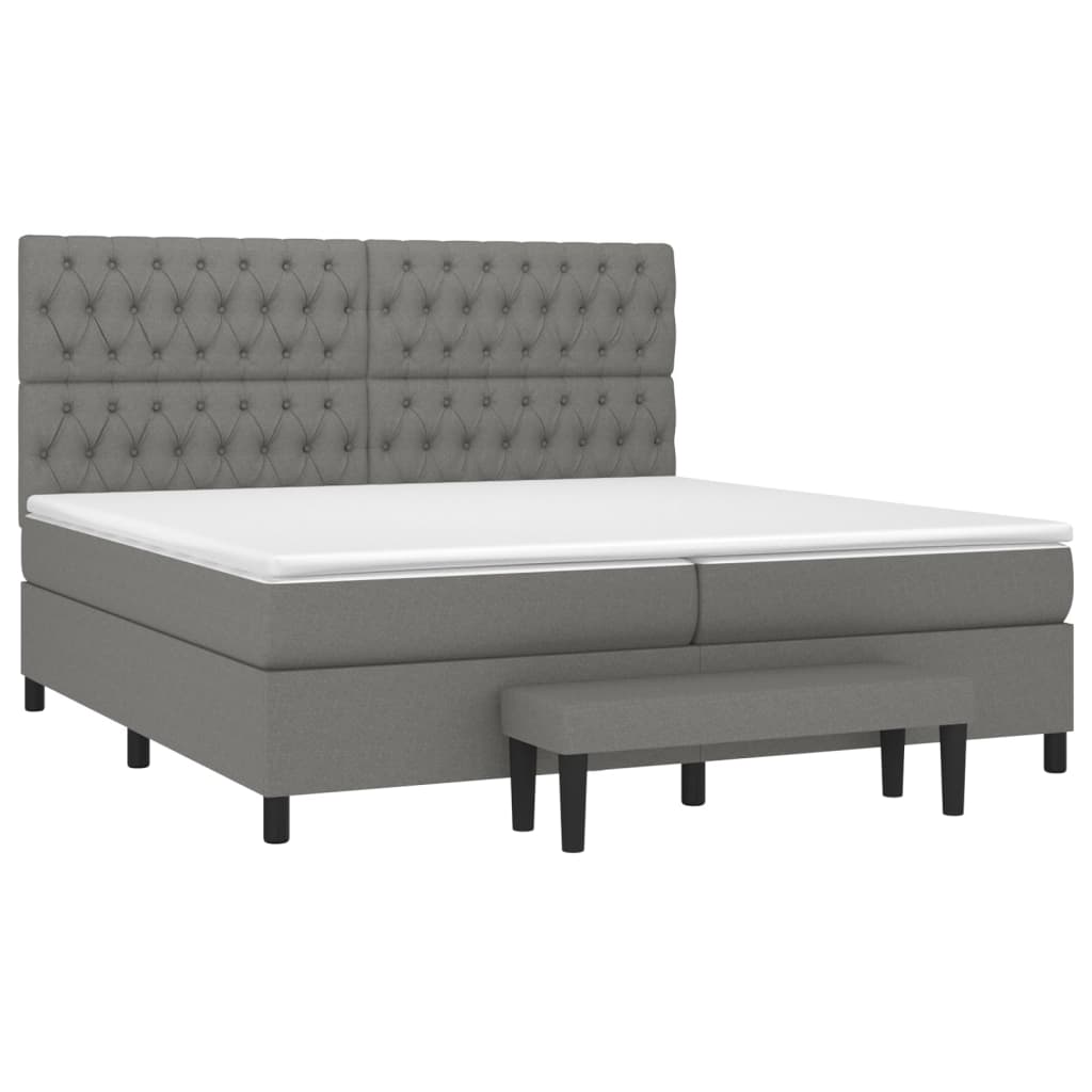 Sommier à lattes de lit avec matelas Gris foncé 200x200cm Tissu - XIOS