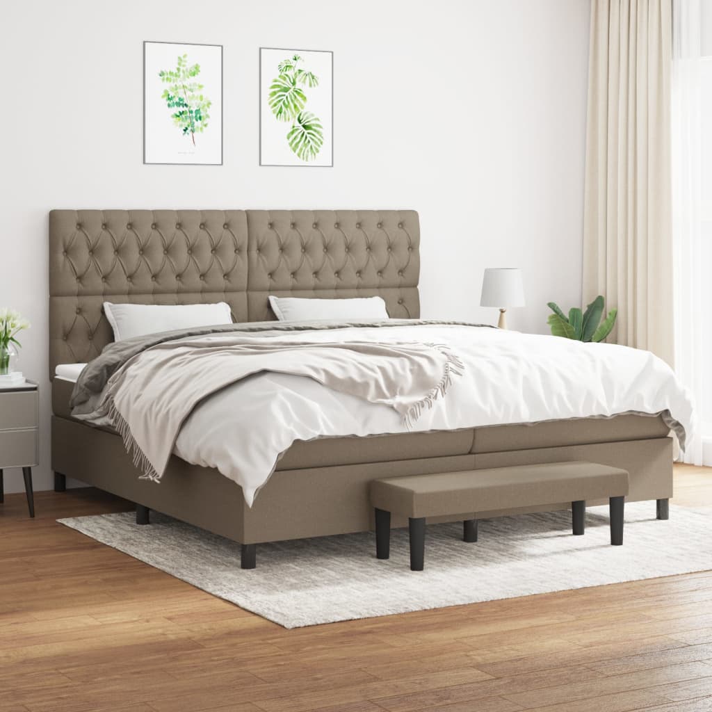 Sommier à lattes de lit avec matelas Taupe 200x200 cm Tissu - XIOS