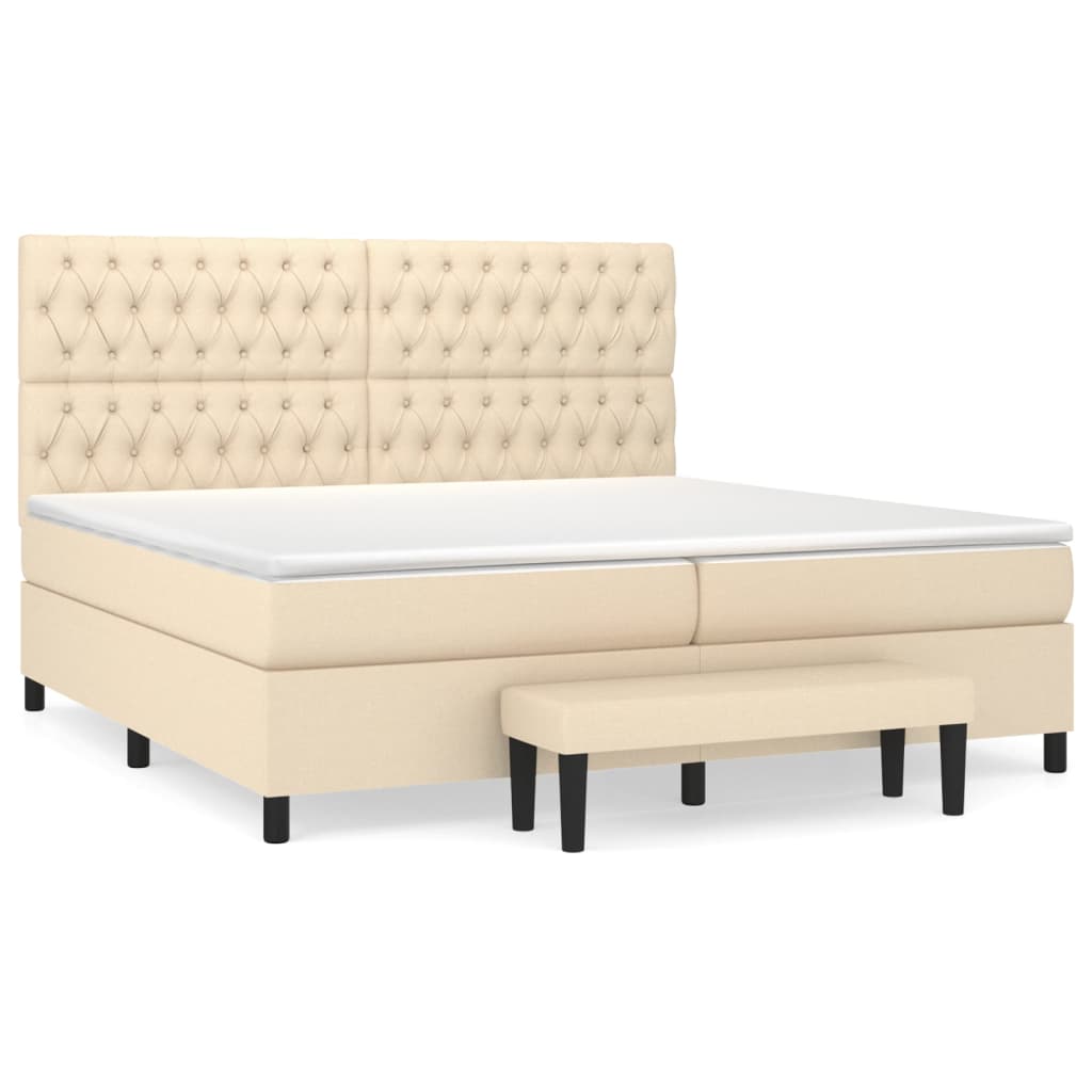 Sommier à lattes de lit avec matelas Crème 200x200 cm Tissu - XIOS