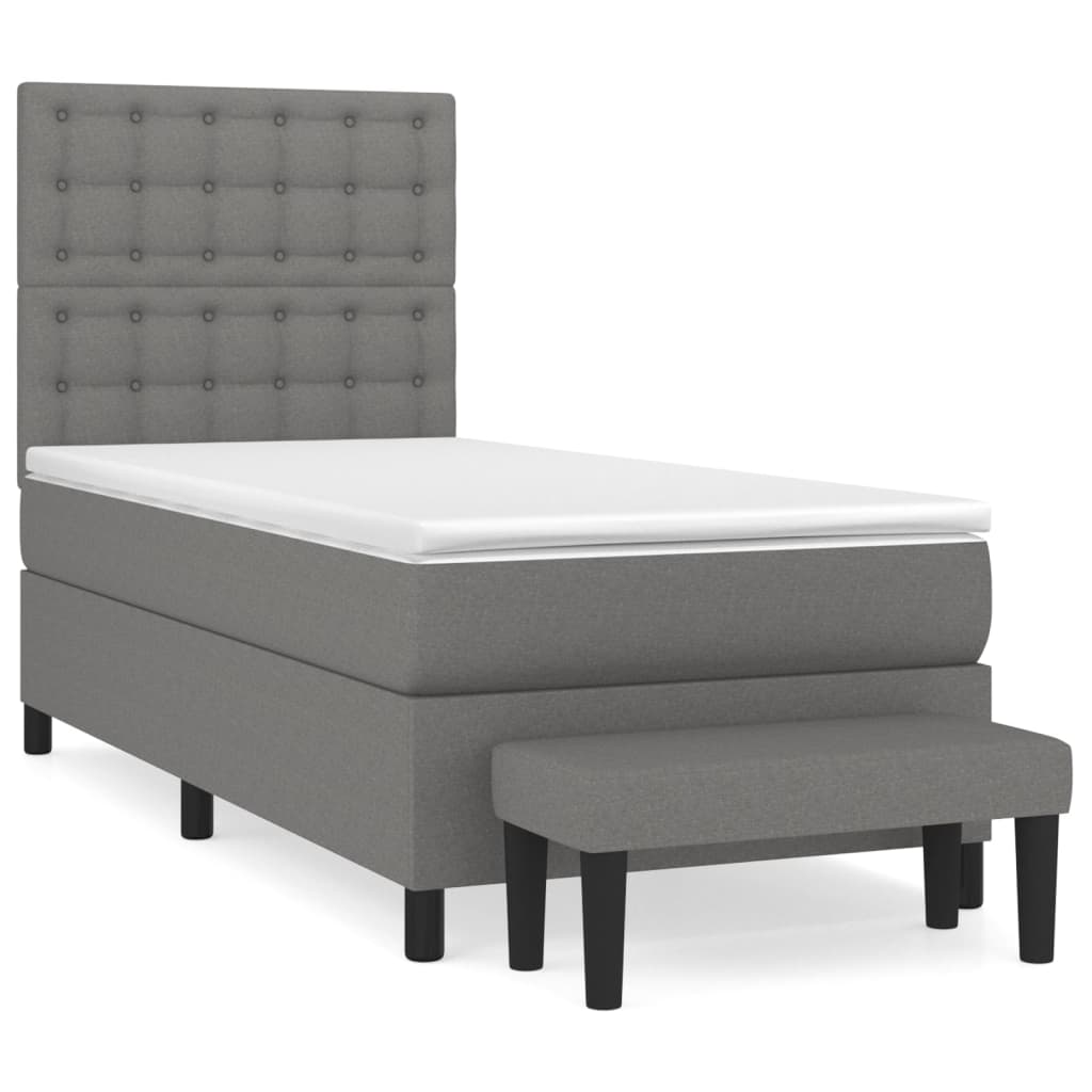 Sommier à lattes de lit et matelas Gris foncé 90x190 cm Tissu - XIOS