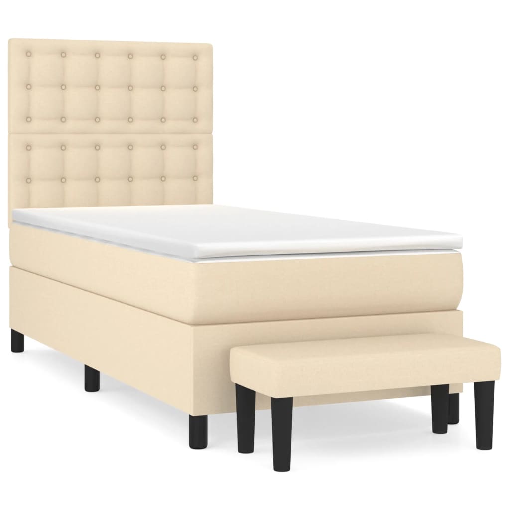 Sommier à lattes de lit et matelas Crème 90x190 cm Tissu - XIOS