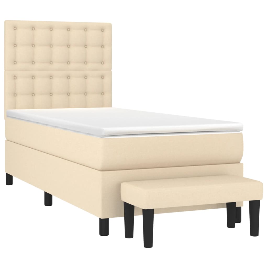 Sommier à lattes de lit et matelas Crème 90x190 cm Tissu - XIOS