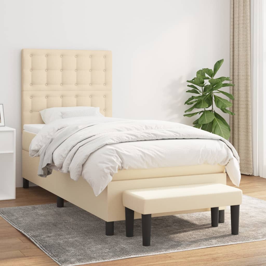 Sommier à lattes de lit et matelas Crème 90x190 cm Tissu - XIOS