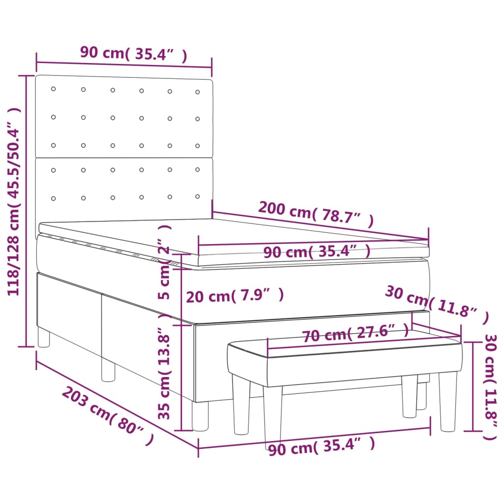 Sommier à lattes de lit avec matelas Marron foncé 90x200 cm - XIOS