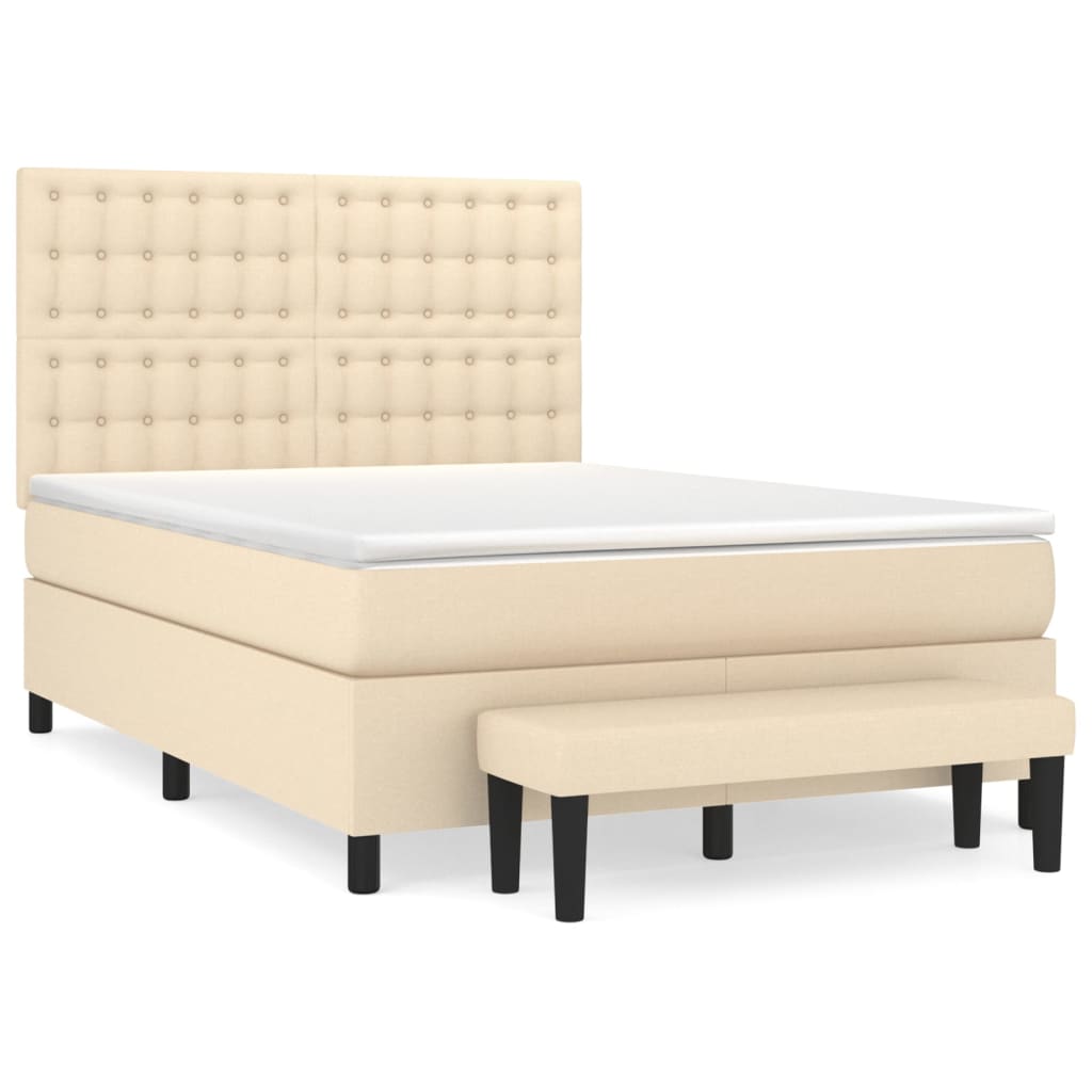 Sommier à lattes de lit avec matelas Crème 140x190 cm Tissu - XIOS