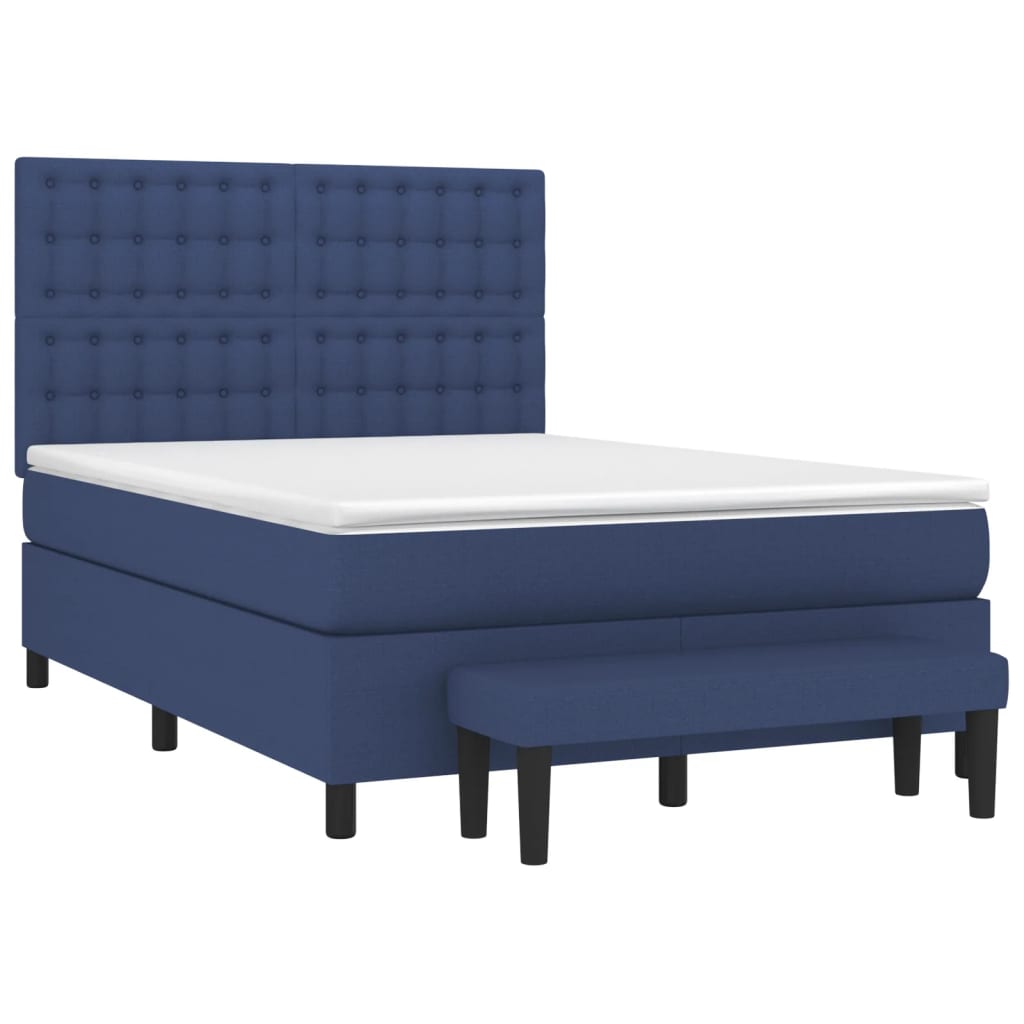 Sommier à lattes de lit avec matelas Bleu 140x190 cm Tissu - XIOS