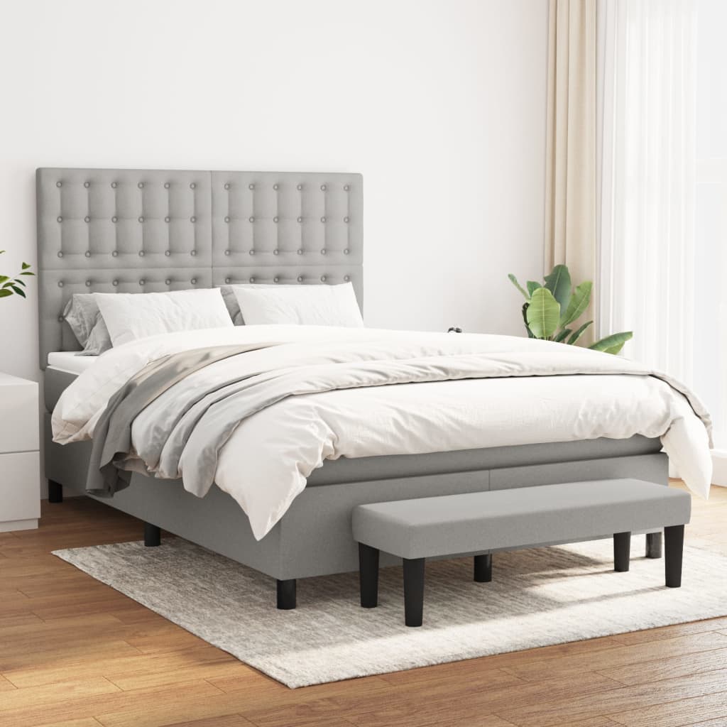 Sommier à lattes de lit avec matelas Gris clair 140x200cm Tissu - XIOS