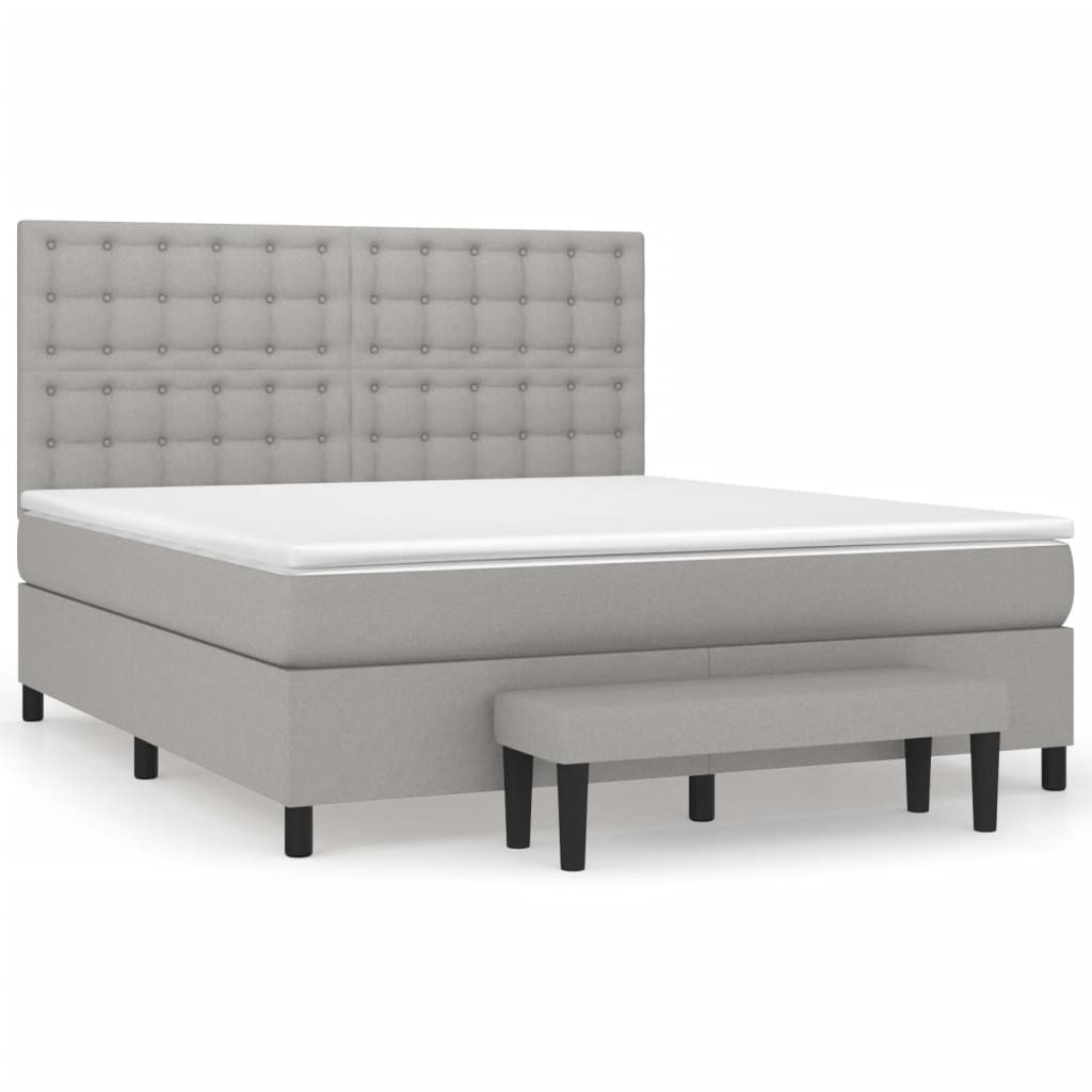 Sommier à lattes de lit avec matelas Gris clair 160x200cm Tissu - XIOS