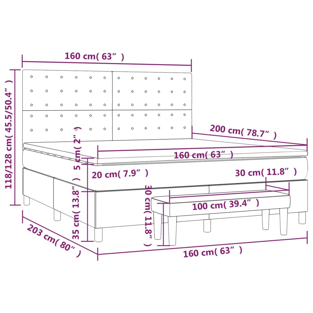 Sommier à lattes de lit avec matelas Gris clair 160x200cm Tissu - XIOS