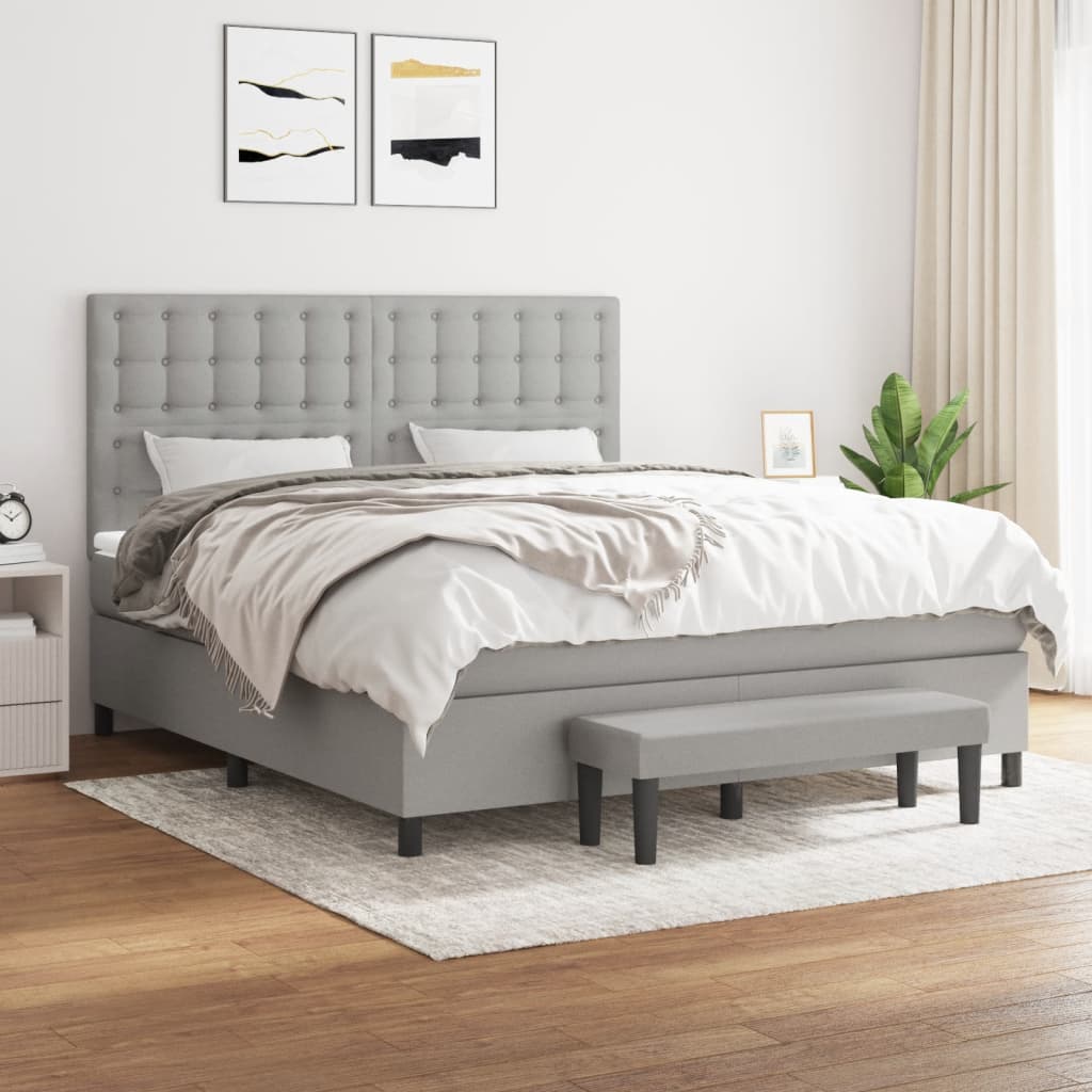 Sommier à lattes de lit avec matelas Gris clair 160x200cm Tissu - XIOS