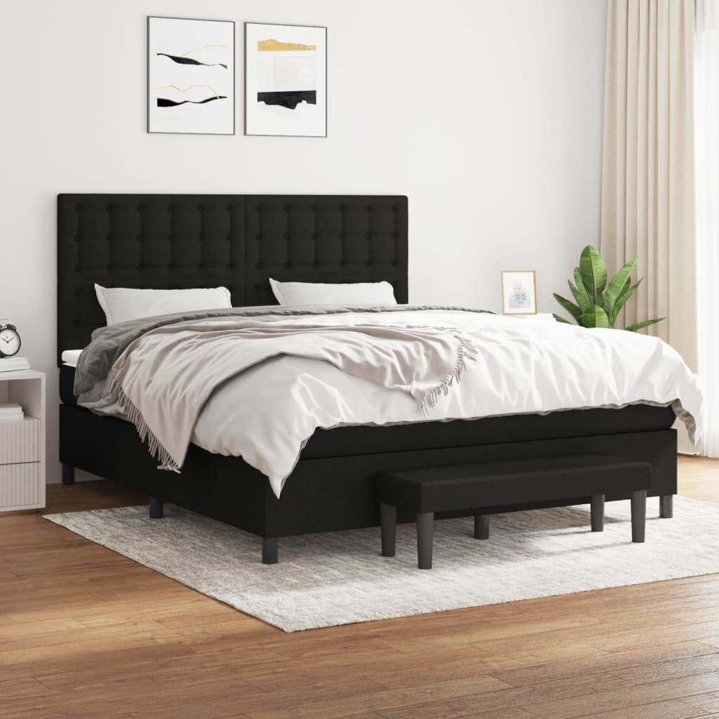 Sommier à lattes de lit avec matelas Noir 160x200 cm Tissu - XIOS