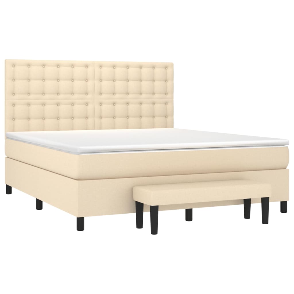Sommier à lattes de lit avec matelas Crème 160x200 cm Tissu - XIOS