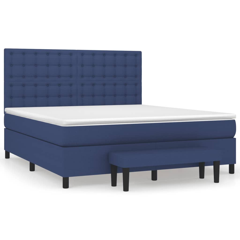 Sommier à lattes de lit avec matelas Bleu 160x200 cm Tissu - XIOS