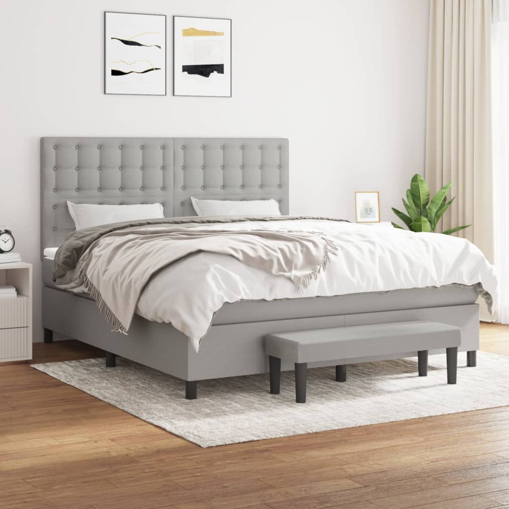 Sommier à lattes de lit avec matelas Gris clair 180x200cm Tissu - XIOS