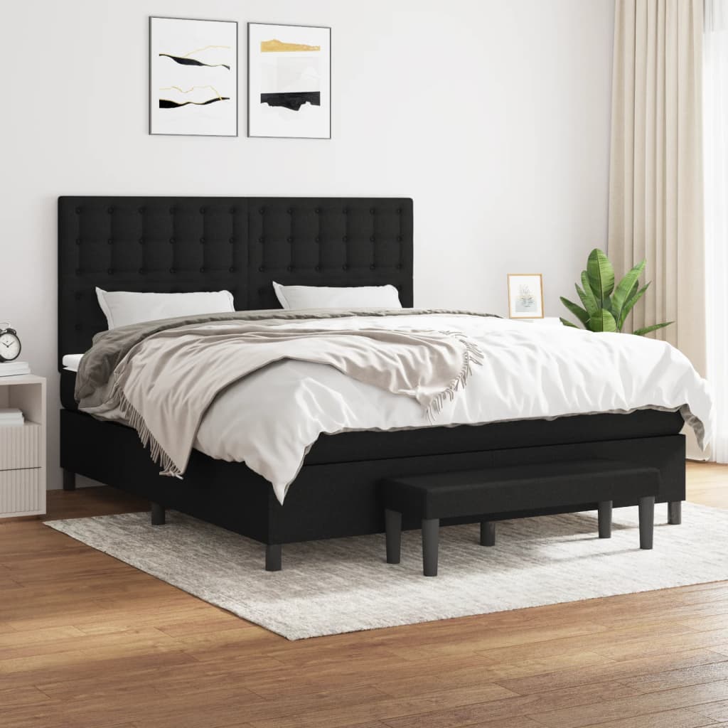 Sommier à lattes de lit avec matelas Noir 180x200 cm Tissu - XIOS