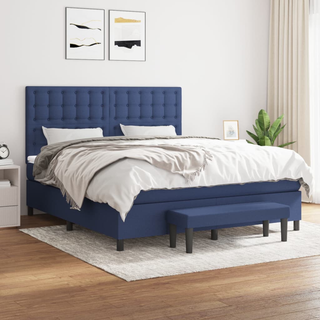 Sommier à lattes de lit avec matelas Bleu 180x200 cm Tissu - XIOS