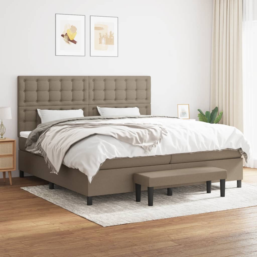 Sommier à lattes de lit avec matelas Taupe 200x200 cm Tissu - XIOS