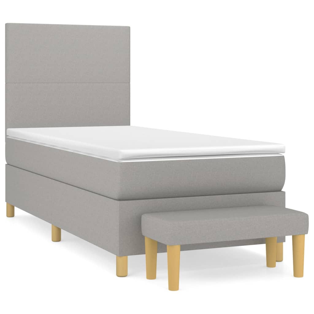 Sommier à lattes de lit et matelas Gris clair 90x190 cm Tissu - XIOS