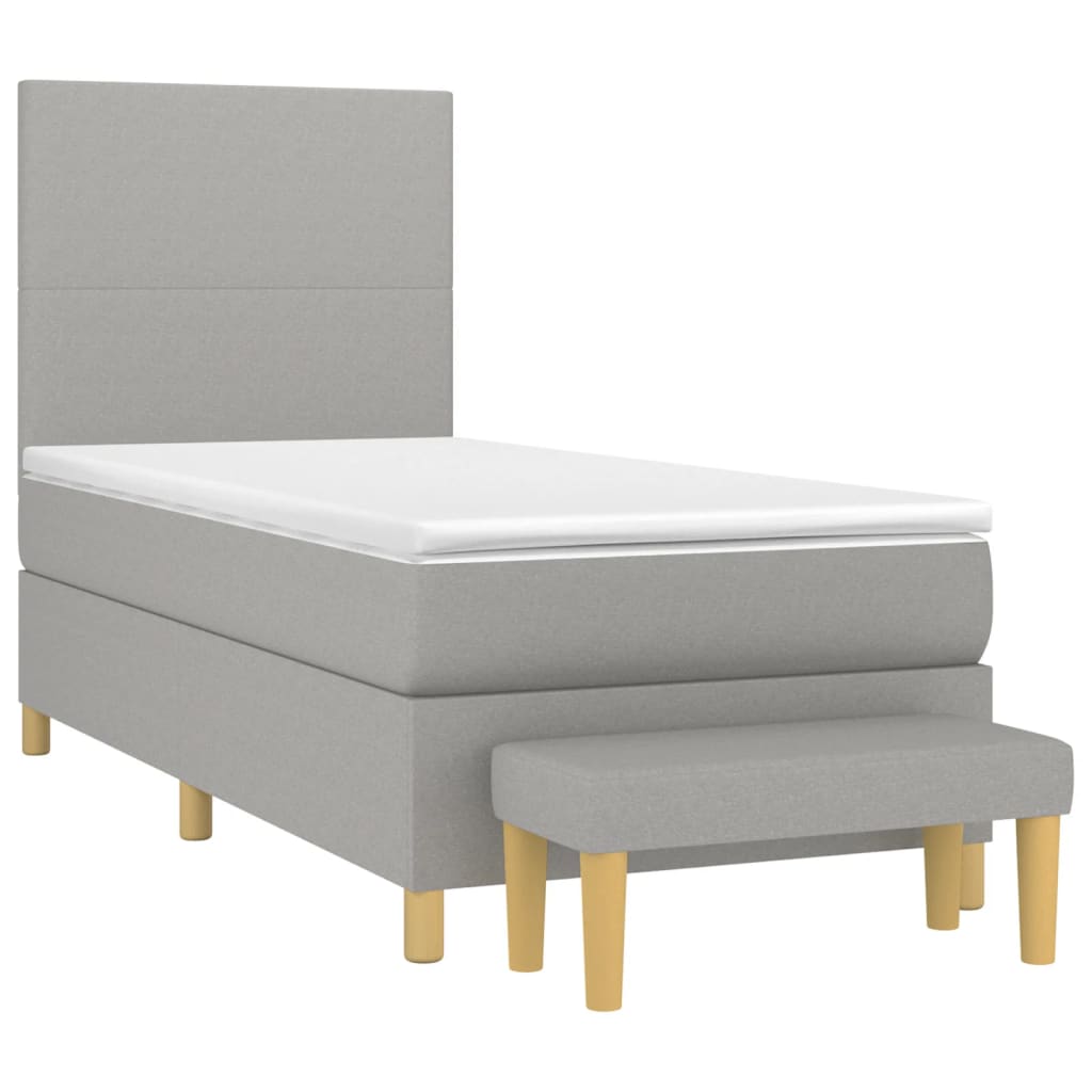 Sommier à lattes de lit et matelas Gris clair 90x190 cm Tissu - XIOS