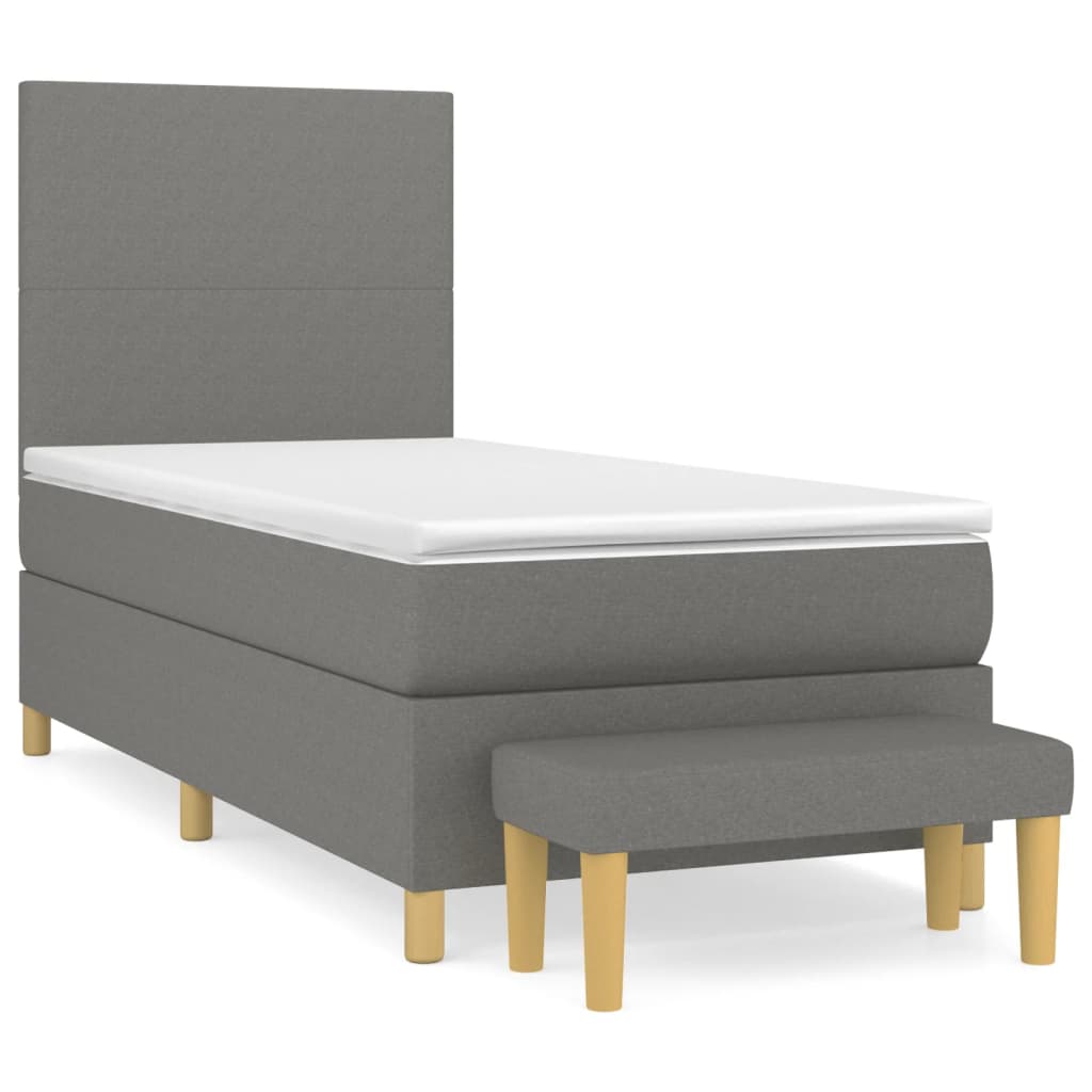 Sommier à lattes de lit et matelas Gris foncé 90x190 cm Tissu - XIOS