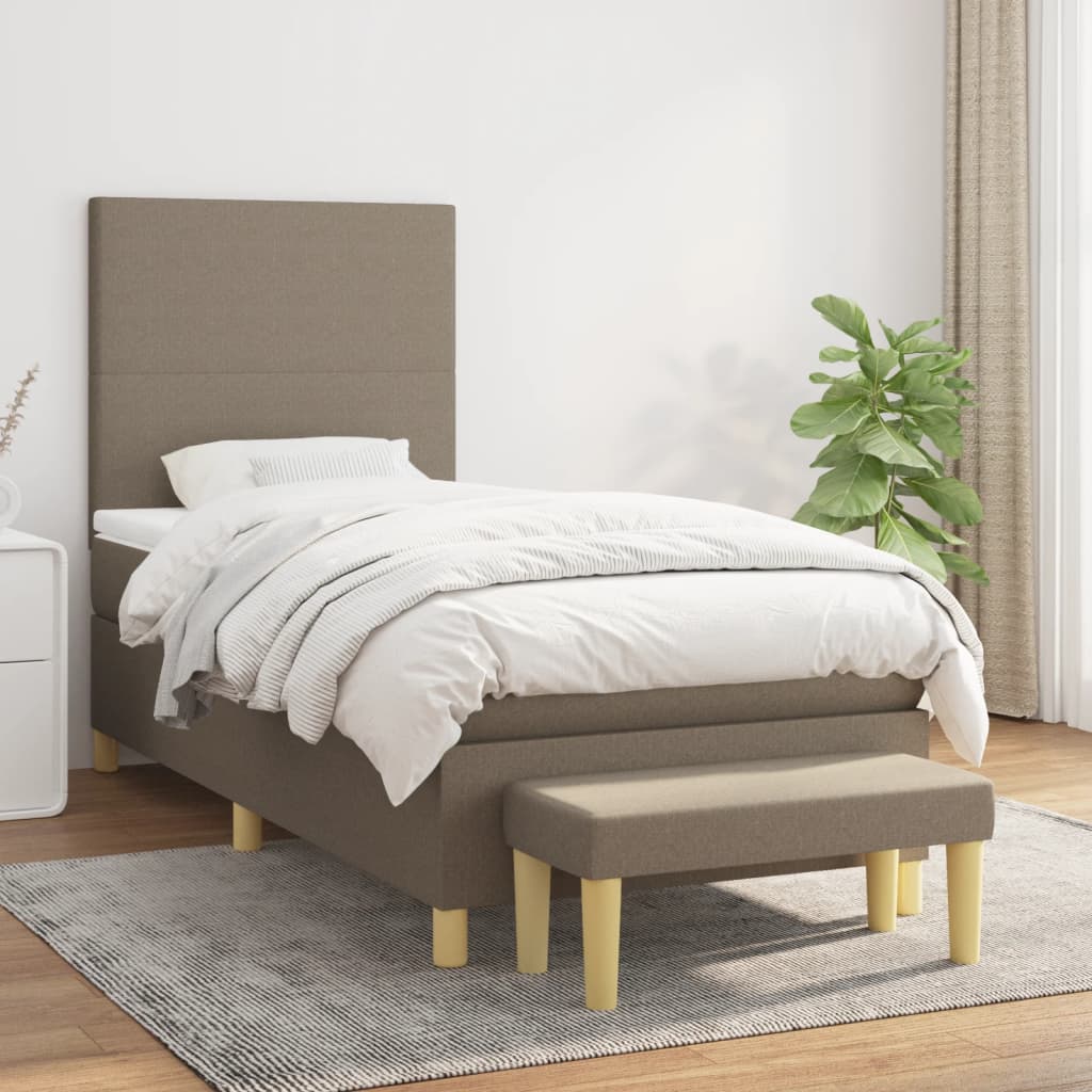 Sommier à lattes de lit avec matelas Taupe 90x200 cm Tissu - XIOS