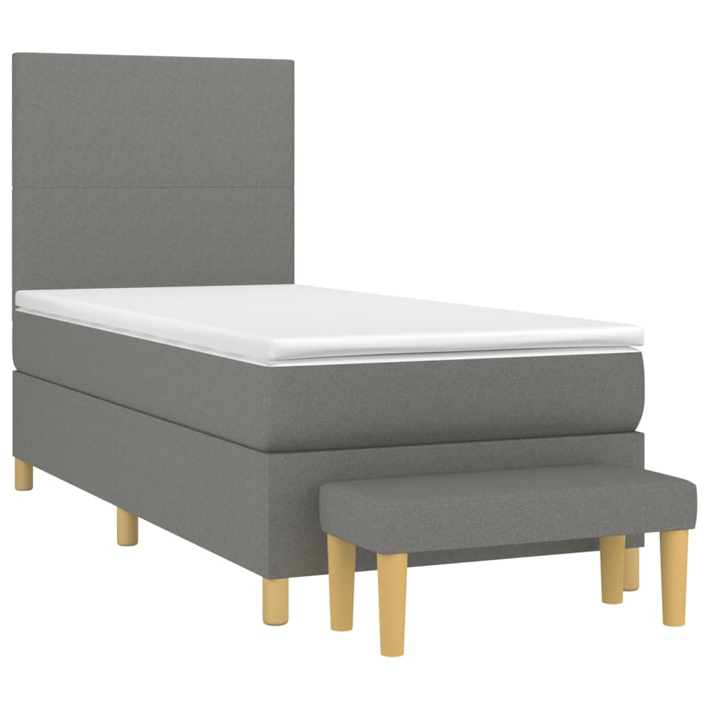 Sommier à lattes de lit avec matelas Gris foncé 100x200cm Tissu - XIOS