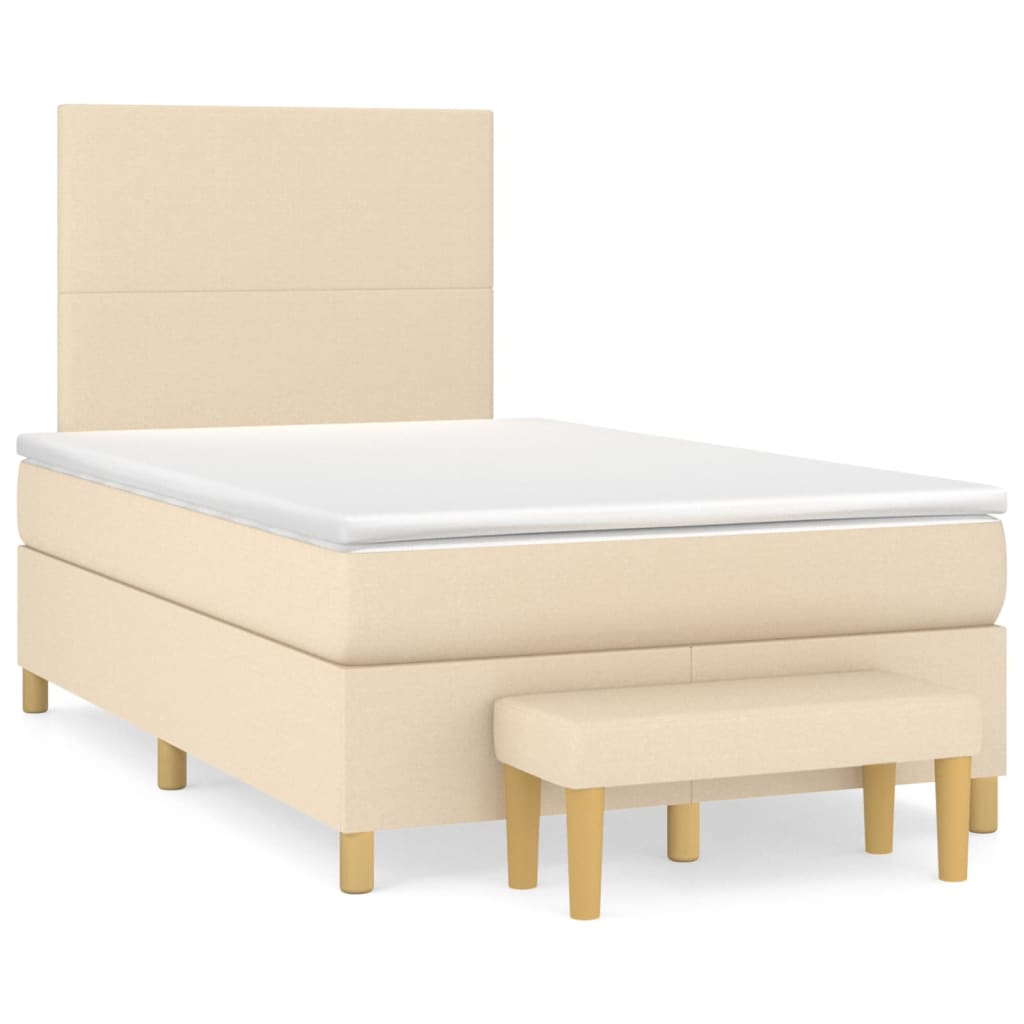 Sommier à lattes de lit avec matelas Crème 120x200 cm Tissu - XIOS